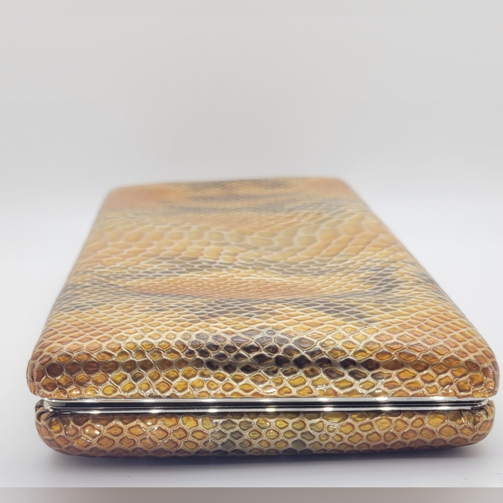 ABAS Clutch Wallet Vintage Leather Snakeskin Metallic Frame **RARE FIND - Picture 8 of 15